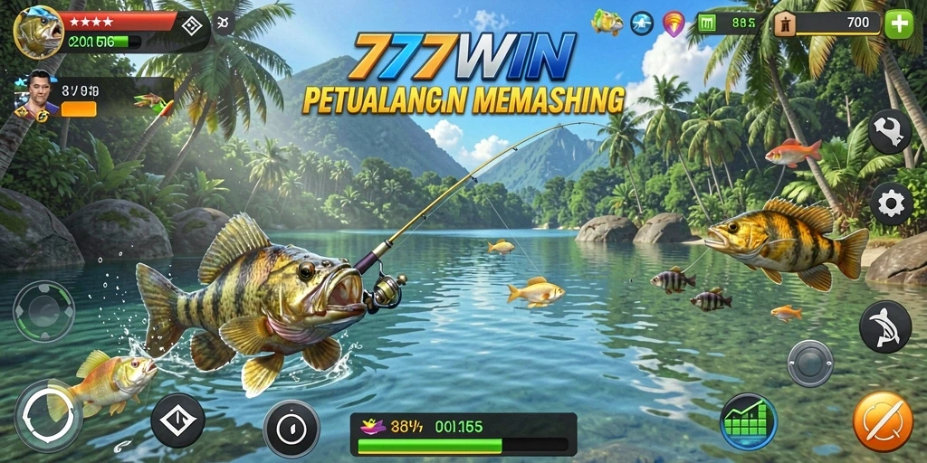 Tampilan gameplay 777WIN yang menampilkan aksi memancing seru.