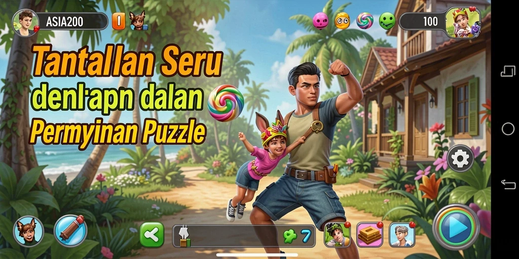 Screenshot utama ASIA200 menampilkan gameplay menakjubkan game Puzzle.