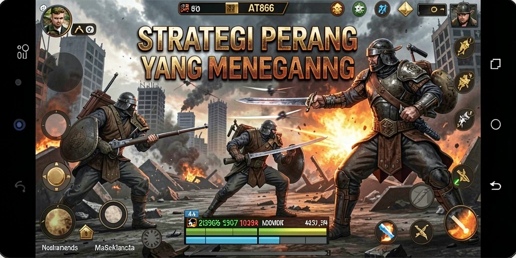 Menampilkan pertempuran seru dalam gameplay SLG AT866.
