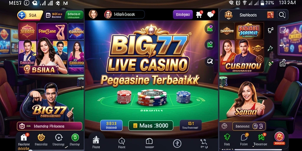 Screenshot menunjukkan dealer langsung dan interaksi pemain di BIG77.