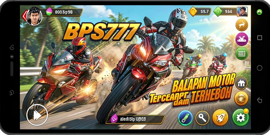 Gameplay seru BPJS777 dengan aksi balapan motor yang mendebarkan.