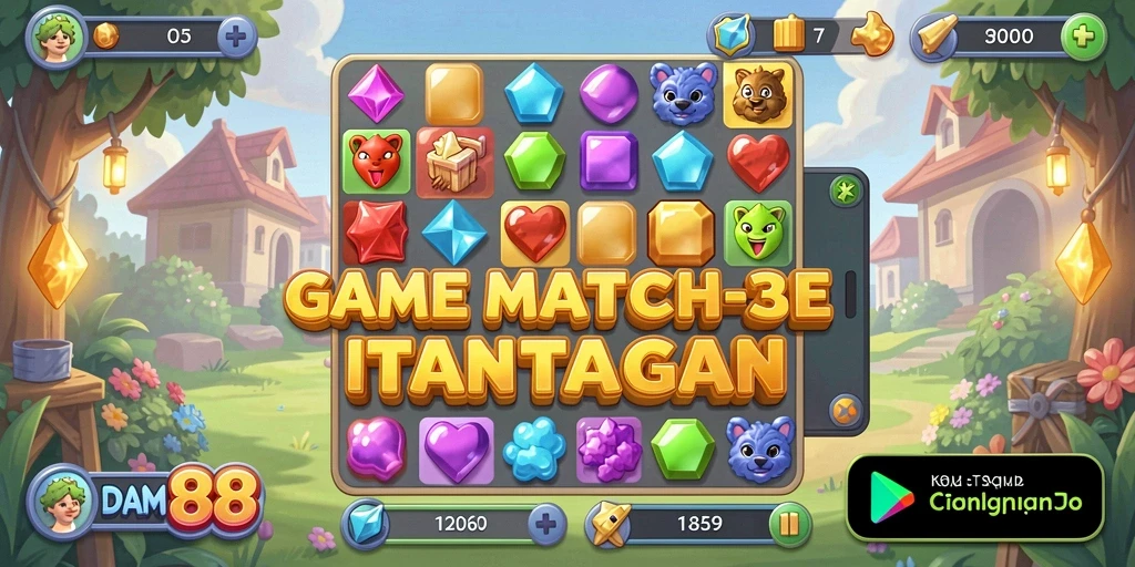 Gameplay menarik dari DAM88 dengan tantangan Match-3 yang seru.