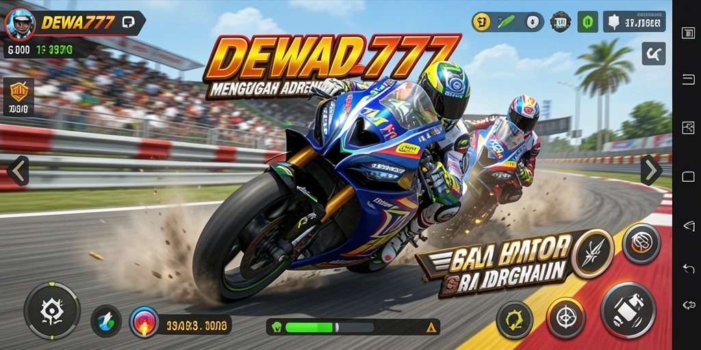 Screenshot DEWA777 menampilkan aksi balap motor yang seru dan menegangkan.