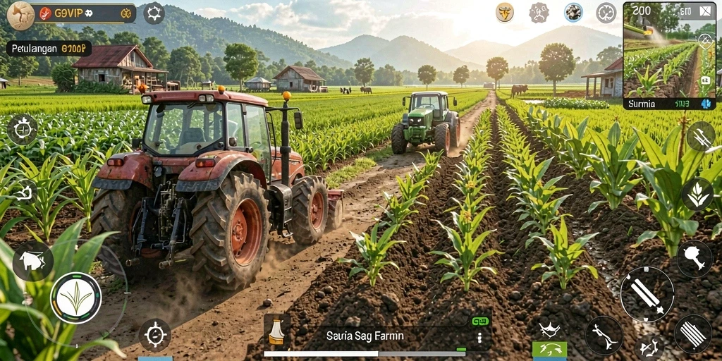 Gameplay G9VIP yang seru dengan aktivitas bertani yang menyenangkan.