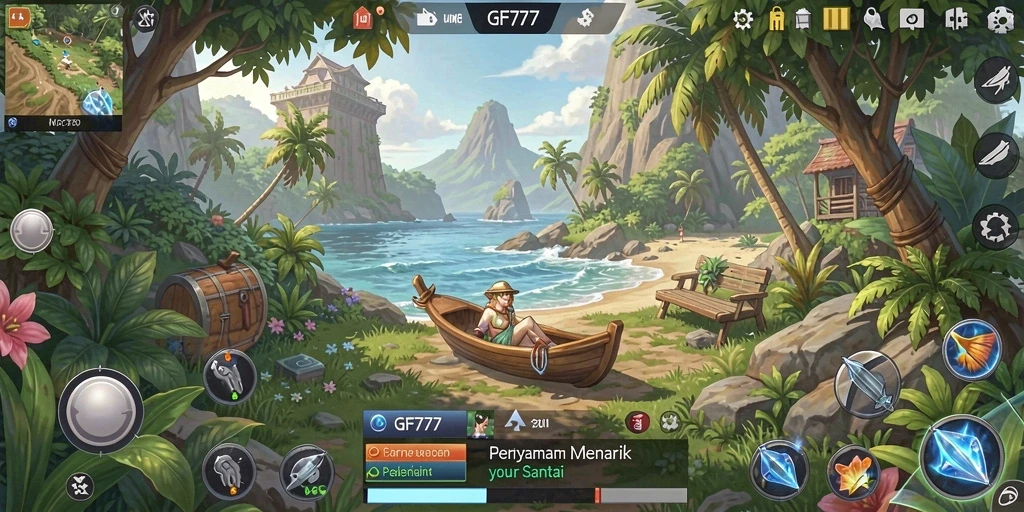 Tampilan gameplay menarik dari GF777 yang penuh warna.