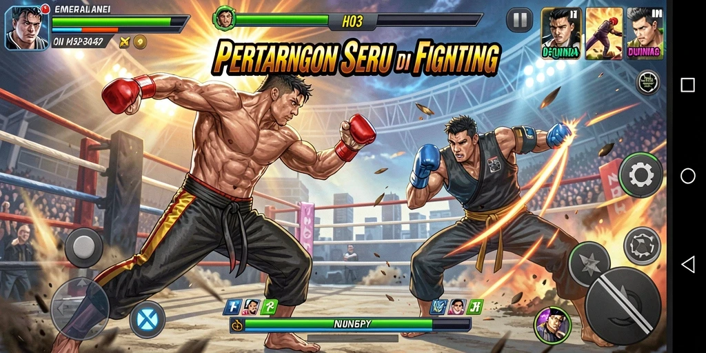 Tangkapan layar H03 menampilkan pertarungan seru dengan karakter yang dinamis.