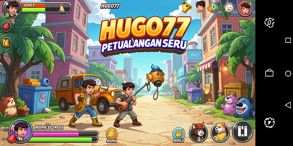 Tangkapan layar gameplay HUGO77 yang menampilkan aksi seru dalam game arcade.