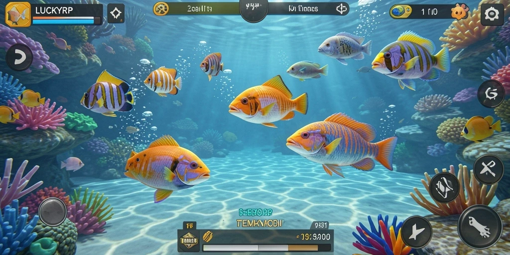 Tampilan gameplay menarik dari LUCKYRP dengan aksi menembak ikan.