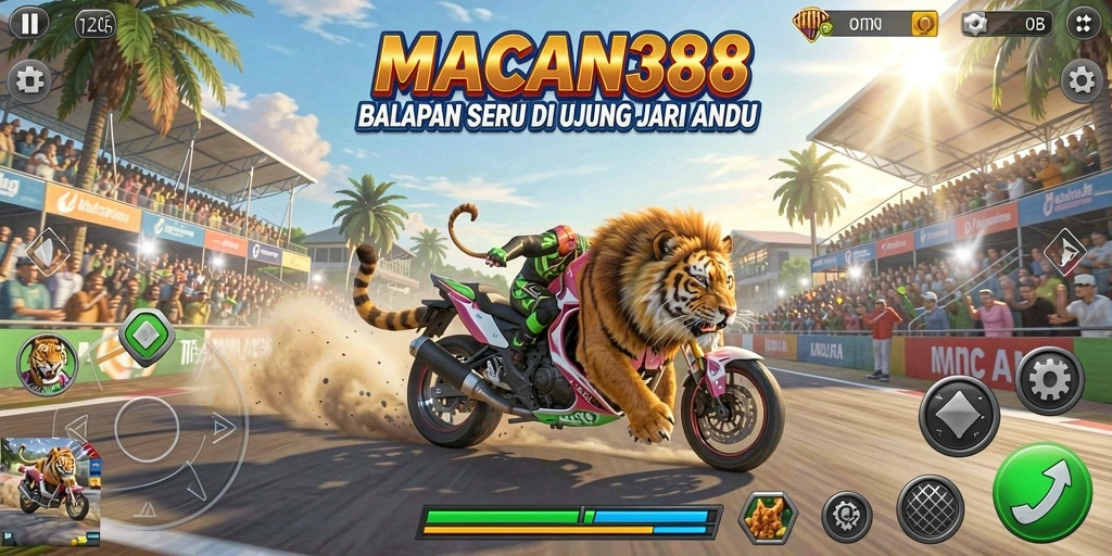 Tampilan gameplay seru di lintasan balap MACAN388.