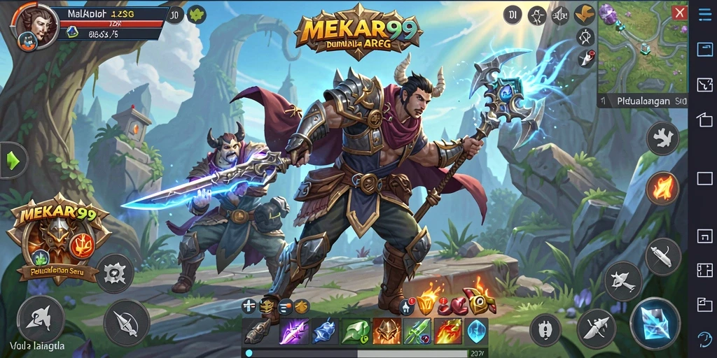 Tampilan gameplay menarik dan penuh aksi dalam MEKAR99.