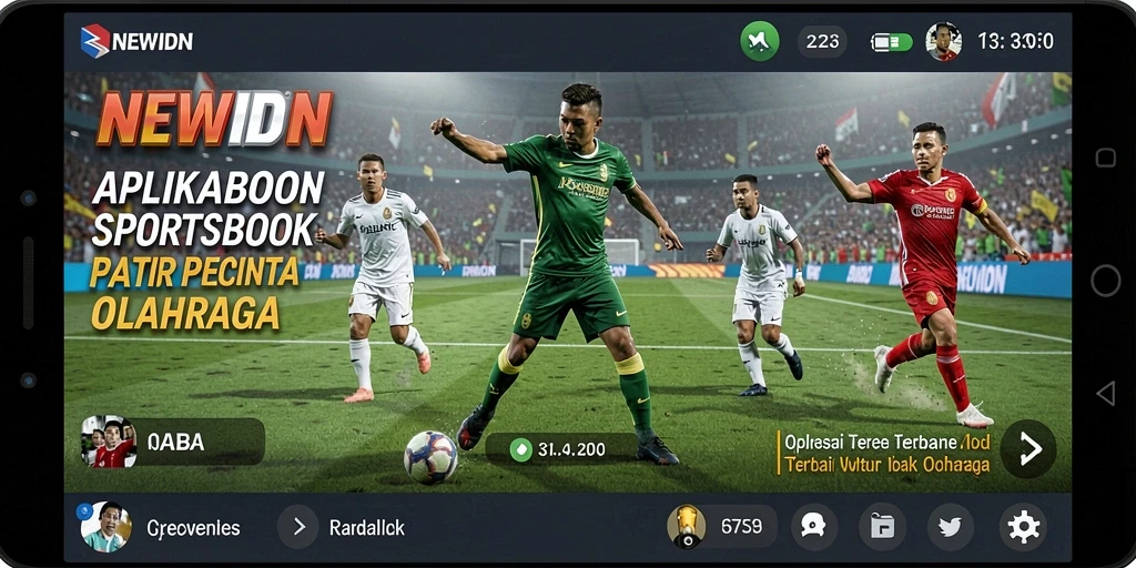 Tampilan antarmuka aplikasi NEWIDN untuk taruhan olahraga.