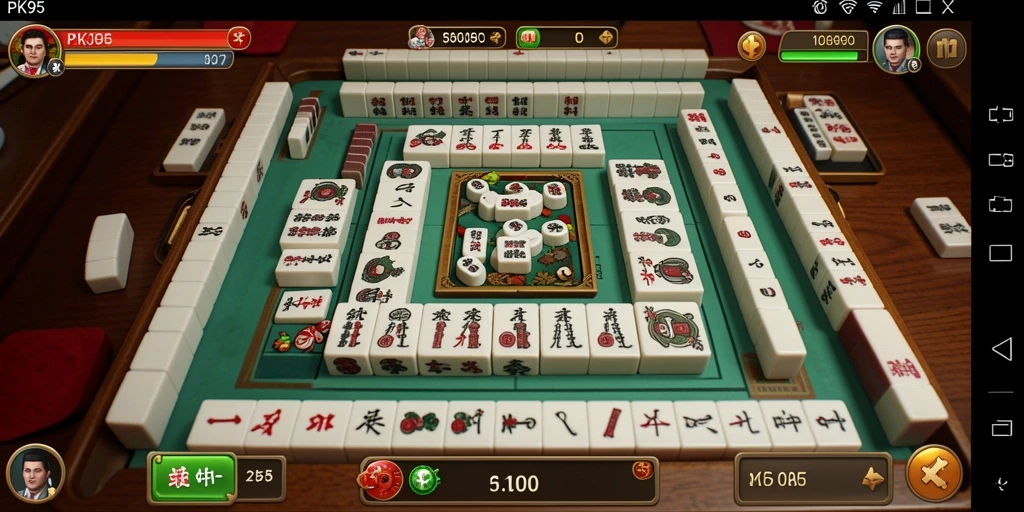 Screenshot PK95 yang menunjukkan gameplay seru Mahjong.