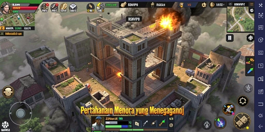 Tampilan gameplay menegangkan dari RSNVIP8 dalam pertarungan Tower Defense.