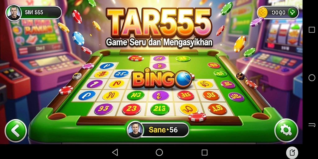 Tangkapan layar TAR555 menampilkan gameplay Bingo yang seru dan interaktif.
