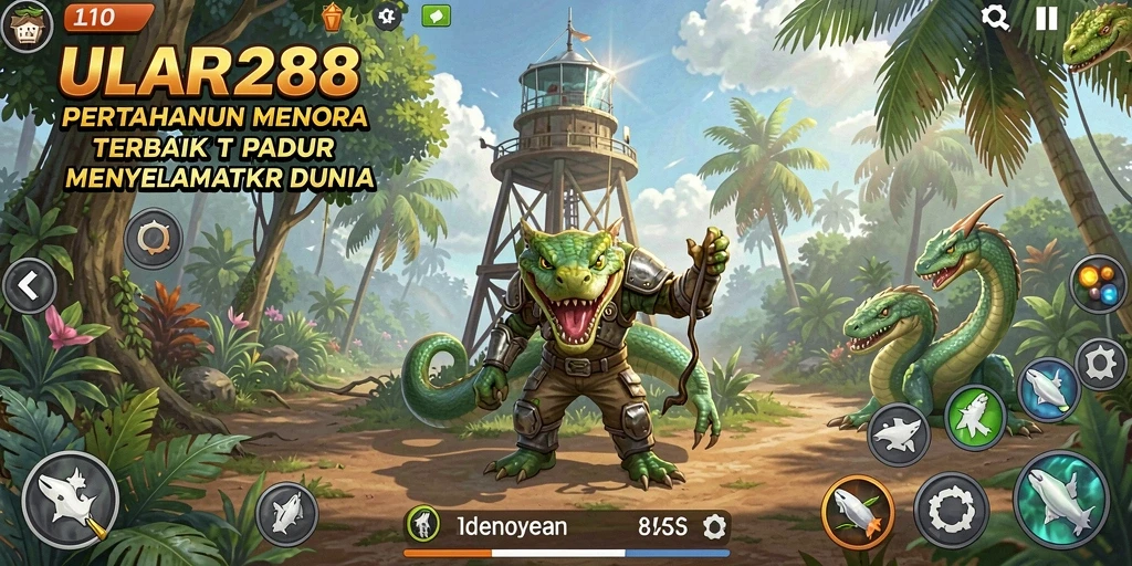 Screenshot utama ULAR288 menampilkan aksi menara pertahanan yang mendebarkan.