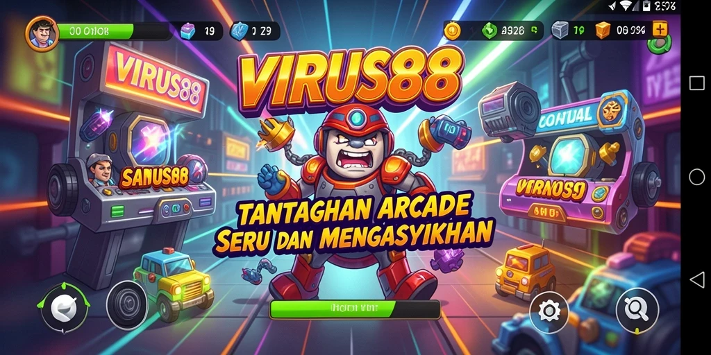 Gameplay seru VIRUS88 dengan tantangan arcade yang mendebarkan.