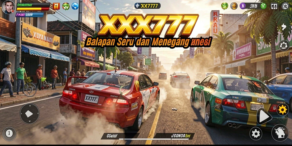 Tampilan gameplay menegangkan dari balapan di XXX777.