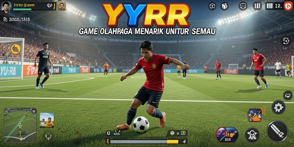 Screenshot permainan YYRR menunjukkan aksi olahraga yang menegangkan.